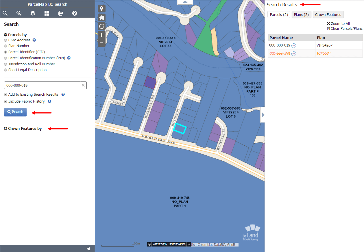Search Parcels LTSA Help
